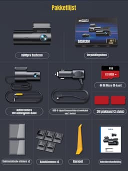 RUX® Dashcam Voor En Achter - Dashcam - Parkeermonitor - Nachtzicht - Zwart - 5cm x 10cm x 4cm — thumbnail 2