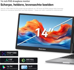 Blackview DCM5 Monitor - 14 inch IPS 1080P FHD Dubbel Scherm - Laptopscherm: 13-17,3" - USB-C — thumbnail 3