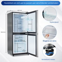 Kast met vriesvak 106L – 60L koelruimte – 46L vriesruimte – 45dB geluidsniveau – 166 kWh/jaar – Grijs zilver – 42,5x44,5x102,0cm — thumbnail 4