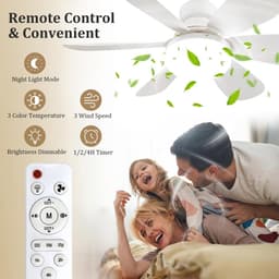 Ventilatorlamp met fitting en afstandsbediening - 20 Inch Schroefbare Plafondventilator - E26 Fitting - Dimbaar Licht 3000K-6000K - 40W - Geschikt voor Slaapkamer, Keuken en Woonkamer — thumbnail 5