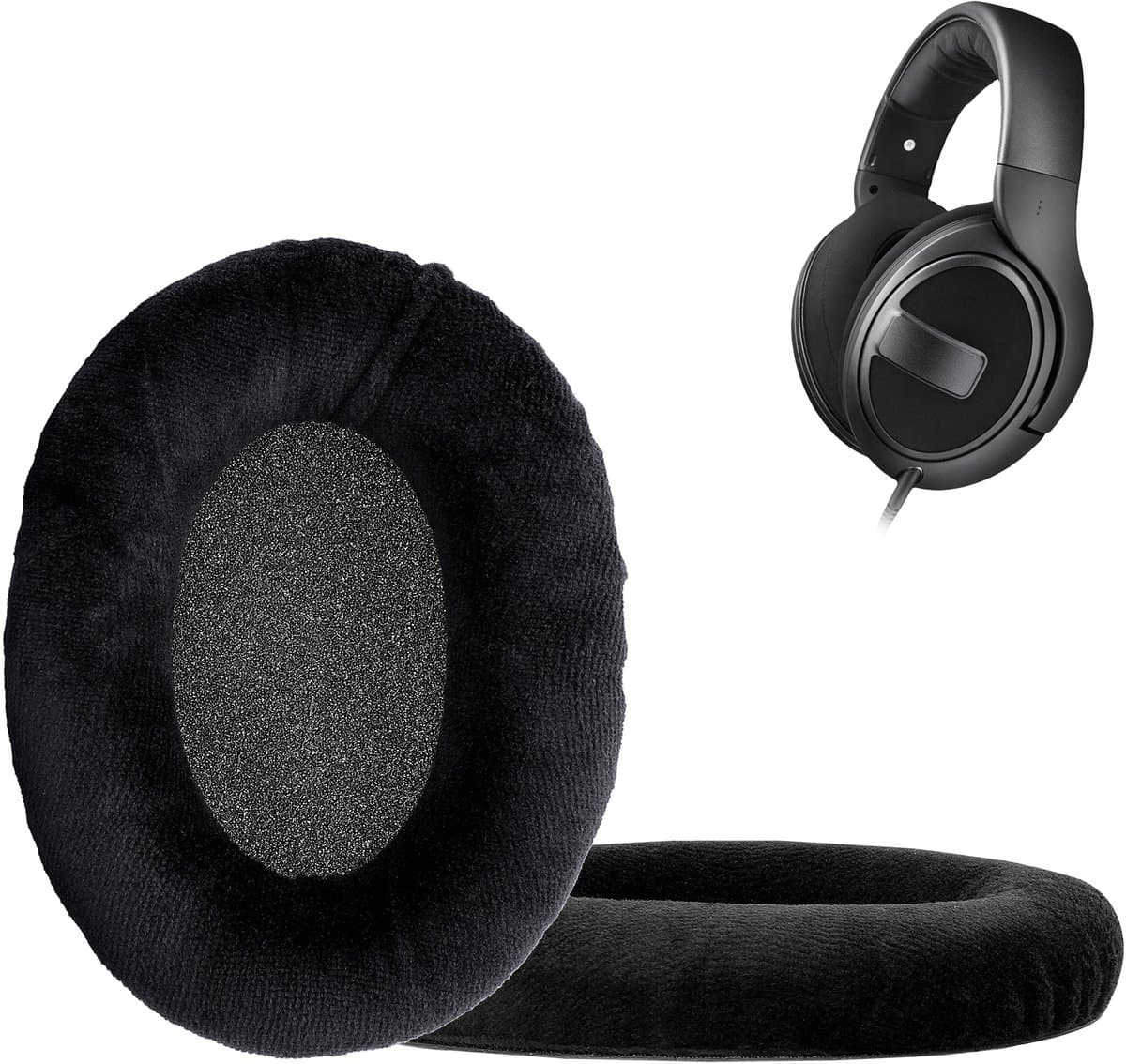 kwmobile 2x fluwelen oorkussens geschikt voor Sennheiser HD 559 / 569 / 599 koptelefoons - Kussens voor over-ear-koptelefoon in zwart — afbeelding 1