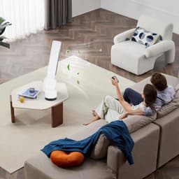Pelor Bladloze Torenventilator 24 Inch – Luchtreiniger met Koelfilter – 10 Snelheden – Stille Modus – Wit – Veilig & Energiezuinig — thumbnail 2