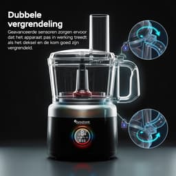 TurboTronic FP700 Foodprocessor - Keukenmachine - 1.2 Liter - Keukenrobot - 1900W - Zwart — thumbnail 4
