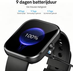 Sytifro Smartwatch Dames en Heren - Smartwatches met bluetooth - 1,83" HD Touchscreen - Sporthorloge met 100+ Sportmodi - Hartslagmeter - SpO2 Meting - Slaapmonitor - IP68 Waterbestendig - Compatibel met Android & iPhone - zwart — thumbnail 2