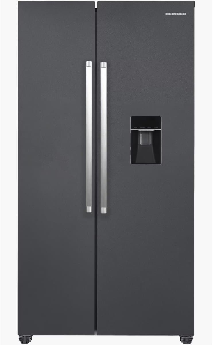 Heinner HSBS-HM529NFINVDGWDE++ American Side-by-Side Koelkast met Waterdispenser 529 L – Total No Frost – Inverter Compressor – Super Freeze – Open-deur Alarm – Vingerafdrukbestendige Afwerking – Antracietgrijs – 5 Jaar Garantie — afbeelding 1