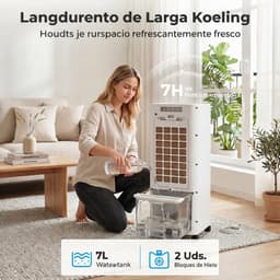 Mobiele Airco - Aircooler / Luchtkoeler - Draagbare Airconditioner - 3-in-1 Airco, Ventilator & Ontvochtiger - 7L Watertank - voor 20 m² - met Afstandsbediening & 24-uurs Timer - 50 dB - Inclusief Wieltjes - Wit — thumbnail 5