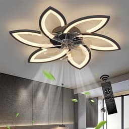 Plafondventilator met verlichting en afstandsbediening, 66W LED, 4600 lumen, dimbaar, 6 snelheden, 78 cm- zwart. — thumbnail 2