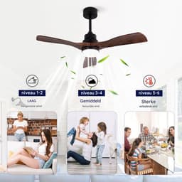 Plafondventilator-LED-42-Inch Met Afstandsbediening Walnoot Zwart DC Motor Stil Omkeerbaar Modern Boerderij Design — thumbnail 4