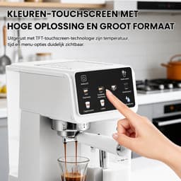 Velmio Velmio Espressomachine - 20 Bar – Koffiemachines - Met Melkopschuimer - Stoommachine - Automatische Melkopschuimer - Latte/Cappuccino/Heet Water - Zelfreinigend - Koffiezetapparaat - 1,5L Watertank - Wit — thumbnail 2