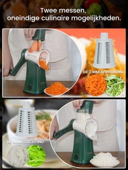 Kaasrasp Groentesnijder - Keukenmachine - Snel Ingrediënten Snijden - 5-in-1 Messensysteem - 19 x 14.5 x 29 cm - Groen — thumbnail 2