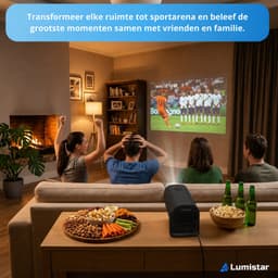 Lumistar® Pro Mini Beamer - Alles-in-één Smart TV Projector - 2025 model - Android 11.0 & iOS - WiFi 6 & Bluetooth 5.2 - 4k Ondersteuning - Beamer - Inclusief Hdmi kabel - Home Cinema - Zwart — thumbnail 2