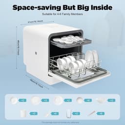 Tafelvaatwasser - Mini vaatwasser - Servies Reinigen - Ingebouwde watertank - 4 Liter Tank - Wit — thumbnail 4