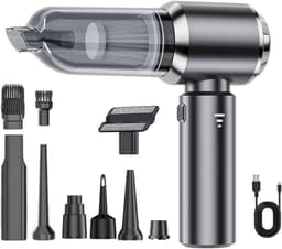 Handstofzuigerset, snoerloze stofzuiger, multifunctionele lichtgewicht mini-autostofzuiger met wasbaar filter, oplaadbaar en draagbaar - grijs — thumbnail 1