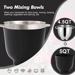 Keukenmixer – Mengmachine – Bakmixer – Deegkneder – Standmixer – 1400W Krachtige Motor – 4,5 Liter RVS Mengkom – Zwart — thumbnail 1