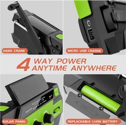 Noodradio Solar Opwindbaar en Batterij - Noodpakket - Draagbare Survival Radio - 4000 mAh - Powerbank Zonneenergie - Bouwradio - Zaklamp – Rood — thumbnail 2