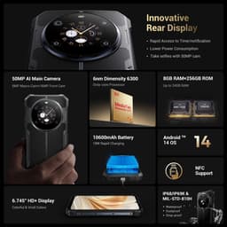 Fossibot F109 5G Robuuste Smartphone - IP68 Waterdicht Robuuste Telefoon - outdoorSmartphone - 8GB RAM 256GB ROM - Dual Screen - Waterdicht - Android 14 - 1600W frontcamera - besturingssysteem - 6.74-inch FHD+ IPS-scherm — thumbnail 5
