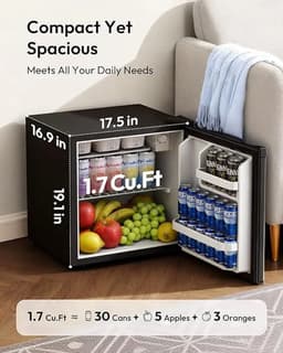 MakkelijkMooi Zwarte Bar Koelkast - Mini Koelkast - met Vriesgedeelte - Energiezuinig - inhoud 46 ltr - Met Omkeerbare Deur — thumbnail 5
