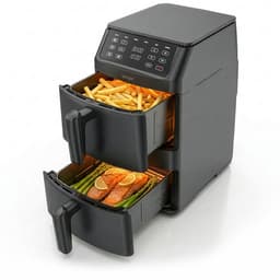 Seeger SuperFry Dubbele Airfryer - 11 Liter, 6 Kookprogramma's - 30°C–220°C - PFAS-vrij - Gestapelde lades - Voor 10 personen - Digitaal Touchscreen — thumbnail 1