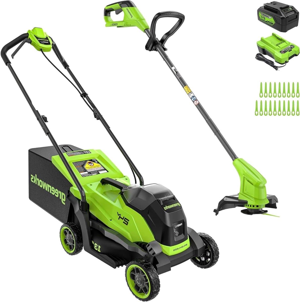 Accu grasmaaier - Elektrisch gereedschap - Gazon onderhoud - Borstelloze motor - 33 cm maaibreedte - Groen — afbeelding 1