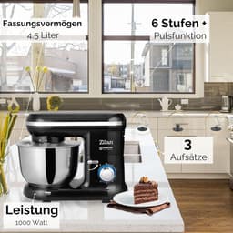 Keukenmachine - Mixer Deegmaker - Bakken en Koken - Planetair Roersysteem - 4.5 Liter Kom - Zwart — thumbnail 3