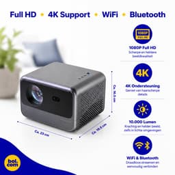 Ryoudavell -Mini Beamer - Smart 1080P Full HD - 4K Ondersteuning - 10.000 Lumen - WiFi & Bluetooth - Ingebouwde Speakers - Draagbare Thuisbioscoop - iOS & Android - Autofocus + Smart Remote — thumbnail 5