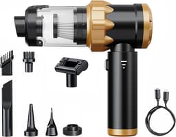 Handstofzuiger met een superzuigkracht van 18000 PA, 4-in-1 auto- en huisstofzuigerset, USB-C opladen, wasbaar filter, compact en draagbaar, verwijdert gemakkelijk auto- en dierenhaar. — thumbnail 1