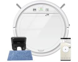 THEROB Smart Robot stofzuiger met borstels en dweil functie in gratis Tuya en Smartlife app. Wit