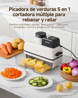 Automatische groentesnijder - Keukenmachine wafel - Creatieve maaltijden maken - Direct snijsysteem - 38 Kilogram - Zilver — thumbnail 4