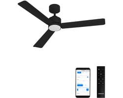 CREATE - Stille plafondventilator 40W met licht - Zwart - Ø132cm - WIFI + Afstandsbediening - WIND MODERN