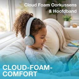 JLab JBuddies Draadloze Kinderkoptelefoon - Hoofdtelefoon Kinderen Draadloos & Bedraad (2-in-1) - 85 dB Veilig Volumebegrenzer - 50+ uur - Met Microfoon - Bluetooth - Vanaf 2 jaar – Koptelefoon Kinderen - Blauw — thumbnail 4