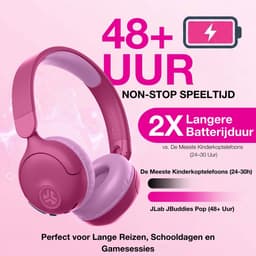 JLab JBuddies Draadloze Kinderkoptelefoon - Hoofdtelefoon Kinderen Draadloos & Bedraad (2-in-1) - 85 dB Veilig Volumebegrenzer - 50+ uur - Met Microfoon - Bluetooth - Vanaf 2 jaar – Koptelefoon Kinderen - Roze — thumbnail 2