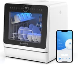 BLITZHOME Vaatwasser BH-4-CDW – compacte tafelmodel, 5L, 8 programma’s, 360° sproeiarmen, hete-lucht droging, app-besturing, kinderslot, EU-stekker — thumbnail 1