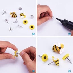 Set van 60 platte hars cabochons met bijen en zonnebloem motieven, ideaal voor doe-het-zelf ambachten en sfeervolle woondecoratie projecten — thumbnail 5