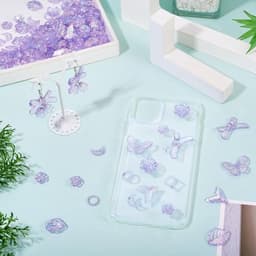 Mix van paarse acryl kralen in bloem-, strik-, vlinder-, zeemeerminstaart- en bladvorm voor het maken van armbanden en sieraden, 100 gram — thumbnail 5