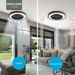 Varin® Plafondventilator met verlichting - Walnoot hout - Tuya Wifi - LED RGBW - Ø 50cm - Super stil - Afstandsbediening smart lamp - Plafondlamp slaapkamer - Plafonniere woonkamer - Plafondlampen - Plafond lamp - Verlichting kinderkamer - Ventilator — thumbnail 3