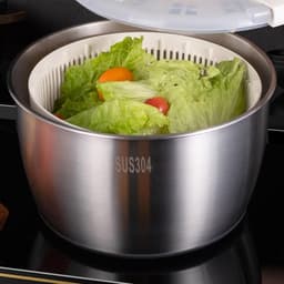 Salade Spinner - Groente Droger - Groenten Wassen - Roestvrij Staal - 5 Liter Capaciteit - Zilver — thumbnail 5