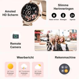 Synyq Diamond Smartwatch Dames Rosé-Goud - 39mm - AMOLED Scherm - 2 Bandjes - Horloge met Belfunctie - Bloeddrukmeter - Stappenteller - Dames Horloge -Android en iOS — thumbnail 2