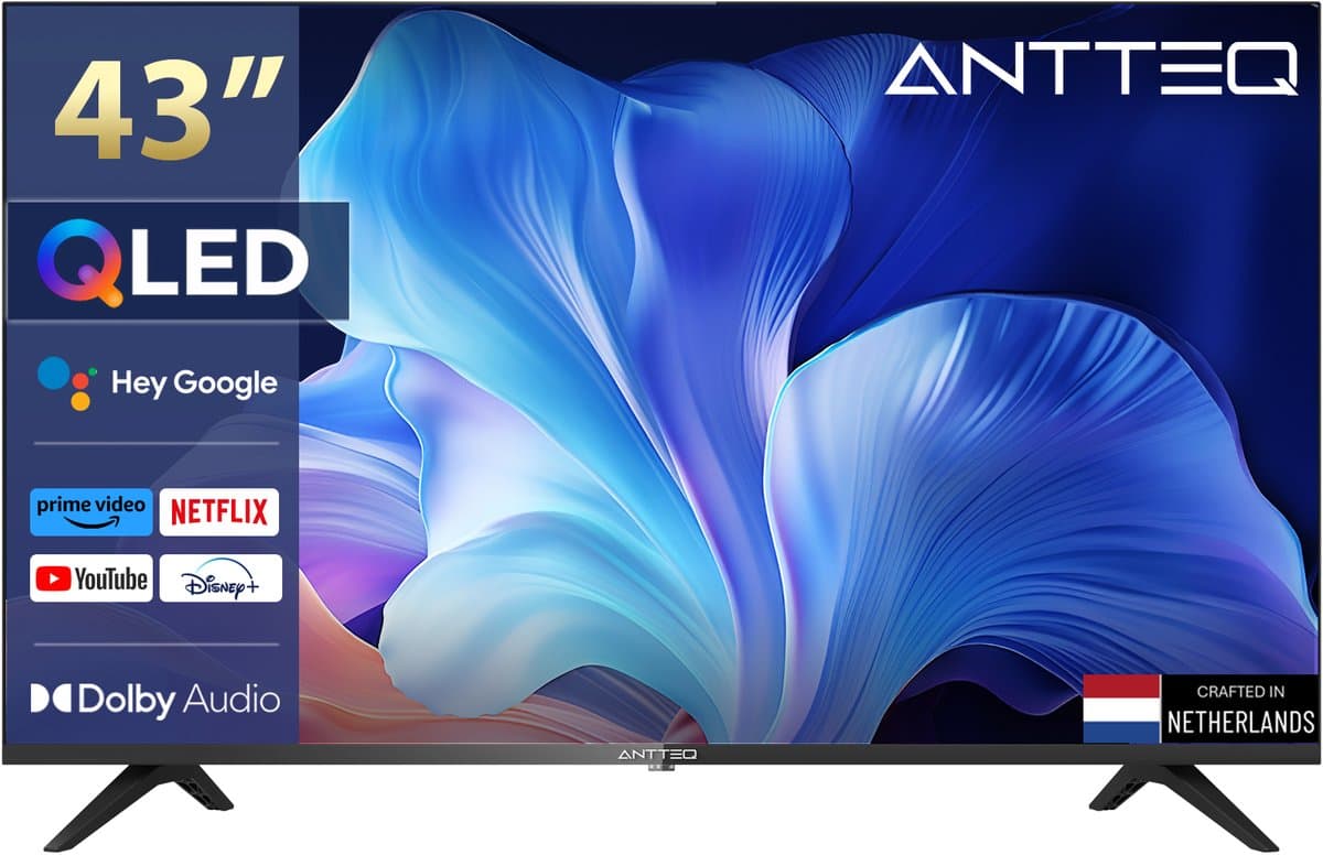 ANTTEQ Q43-AGU1.Q1 – 43 Inch 4K QLED Smart TV - Android TV - Triple tune — afbeelding 1