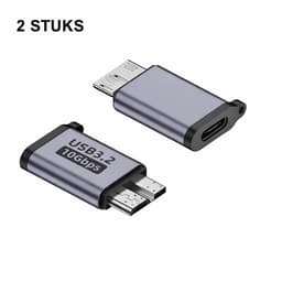 USB-C naar Micro USB-B Adapter – 2 Stuks – Micro B 3.0 / 10Gbps – Verloopstekker voor Externe HDD & SSD Harde Schijf – Geschikt voor WD My Passport & Seagate – Space Grey — thumbnail 1