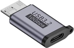 USB-C naar Micro USB-B Adapter – Micro B 3.0 / 10Gbps – Verloopstekker voor Externe HDD & SSD Harde Schijf – Geschikt voor WD My Passport & Seagate – Space Grey — thumbnail 1