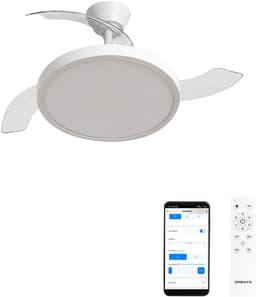 CREATE - Plafondventilator 40W stil met intrekbare bladen met licht - Ø108cm - Wit - WIFI + Afstandsbediening - WIND CLEAR STUDIO — thumbnail 1