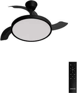 CREATE - Plafondventilator 40W stil met intrekbare bladen met licht - Ø91cm - Zwart - Afstandsbediening - WIND CLEAR STUDIO — thumbnail 1