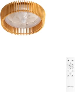 CREATE - Plafondventilator 20W stil Ø58cm richtingsschoepen met LED verlichting - Wit / Licht hout - WIND CRAFT — thumbnail 1