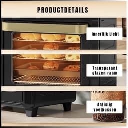 RVV® Heteluchtoven - Oven - Airfryer Oven - 23 Liter - Zwart - 32cm x 28cm x 30cm — thumbnail 5