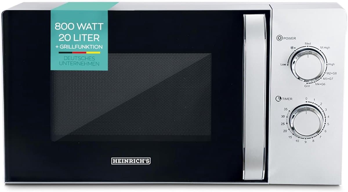 Compacte Magnetron - Grill Magnetron - Snel Opwarmen - 9 Vermogensstanden - 20 Liter Volume - Zilver — afbeelding 1