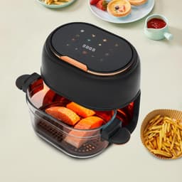 Heteluchtfriteuse - Airfryer - Gezond Koken - Glazen Mand Touchscreen - 4 Liter Inhoud - Zwart — thumbnail 5
