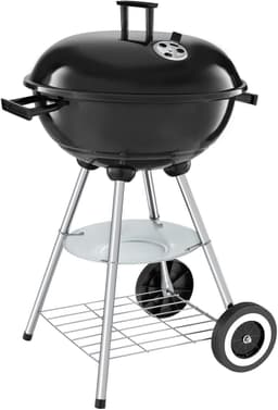 tectake® Houtskool Barbeque - Kogel BBQ - Ø 41,5 cm Grillplaat - Grill met 2 Wielen - Smoker met Deksel - Rond - Zwart - Metaal — thumbnail 1