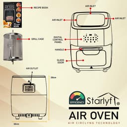 Heteluchtfriteuse - Airfryer Oven - Gezond Koken - 10 Programma's - 12 Liter Capaciteit - Zwart — thumbnail 2