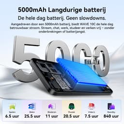 Blackview WAVE 10C Smartphone - Telefoon Dubbele Sim 4G - 6,88" HD+ IPS - 16GB(4+12) RAM - 32GB ROM - 5000 mAh - Android 16 - GPS - Blauw — thumbnail 5