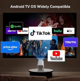BIXc®- Slimme Beamer 1080P met 4K Ondersteuning - Projector met Wi-Fi 6/Bluetooth 5.4 - Ingebouwde Apps - Draagbaar — thumbnail 3